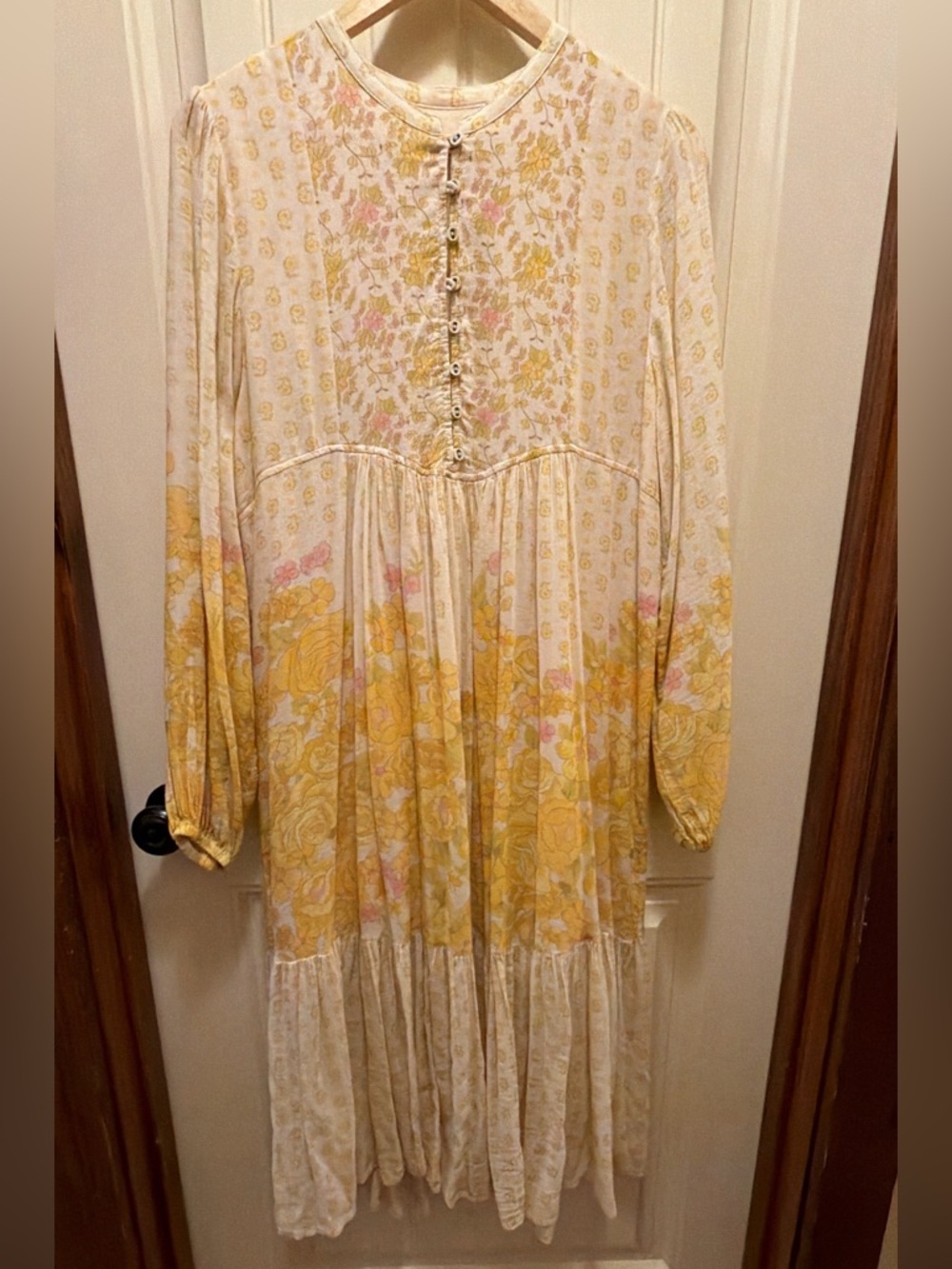 Spell Yellow Rose Midi dress. Size medium. Like new!